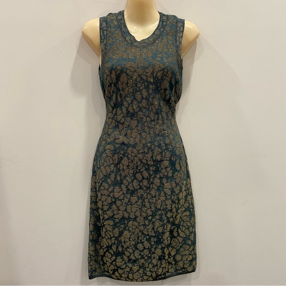 Missoni Teal and Metallic Gold Sleeveless Mini Dress size 40